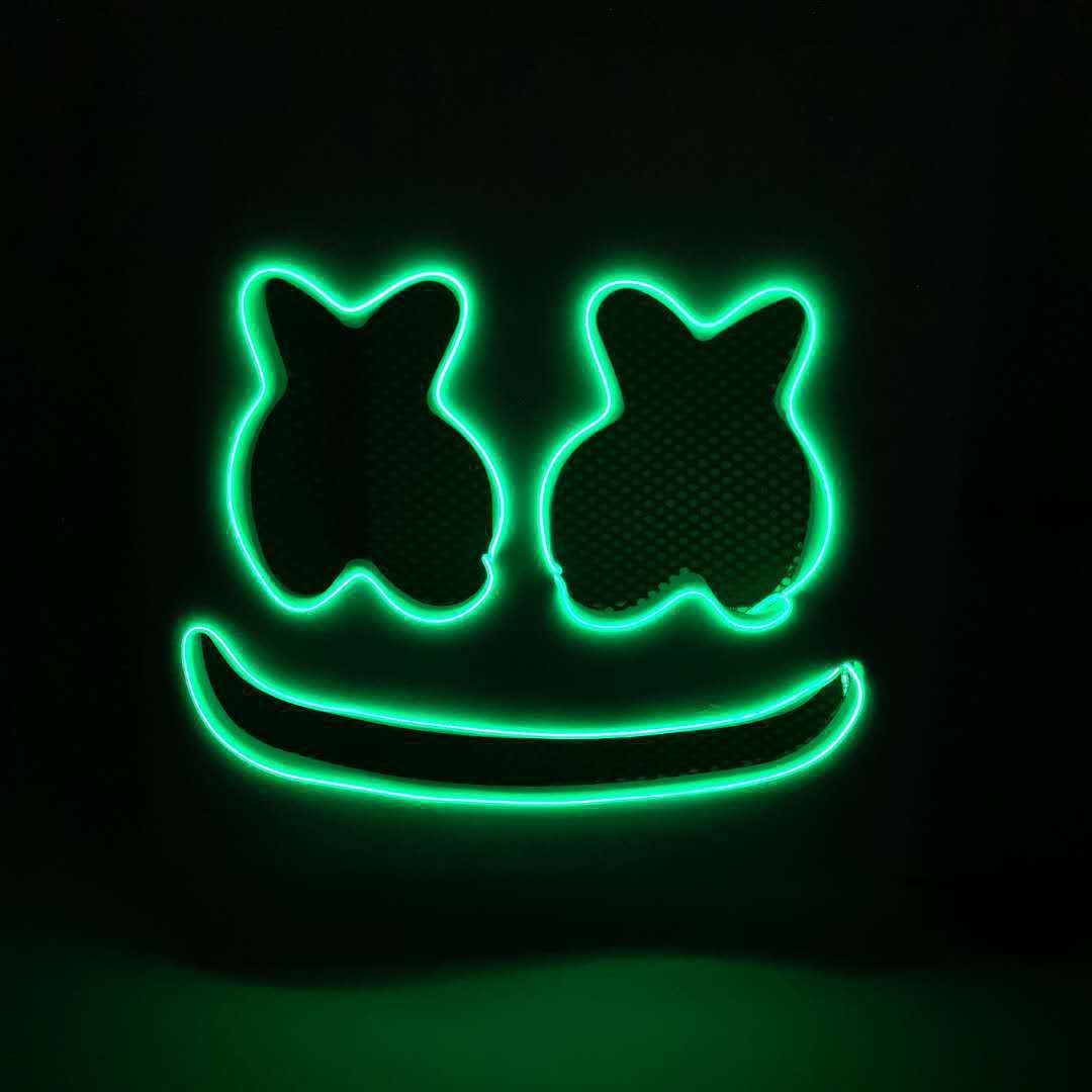 Fashion Luminous LED Mask DJ Costumes Accessories Glow Supplies Neon Light Marshmallow Mask For Music Festival Nightclub Dance