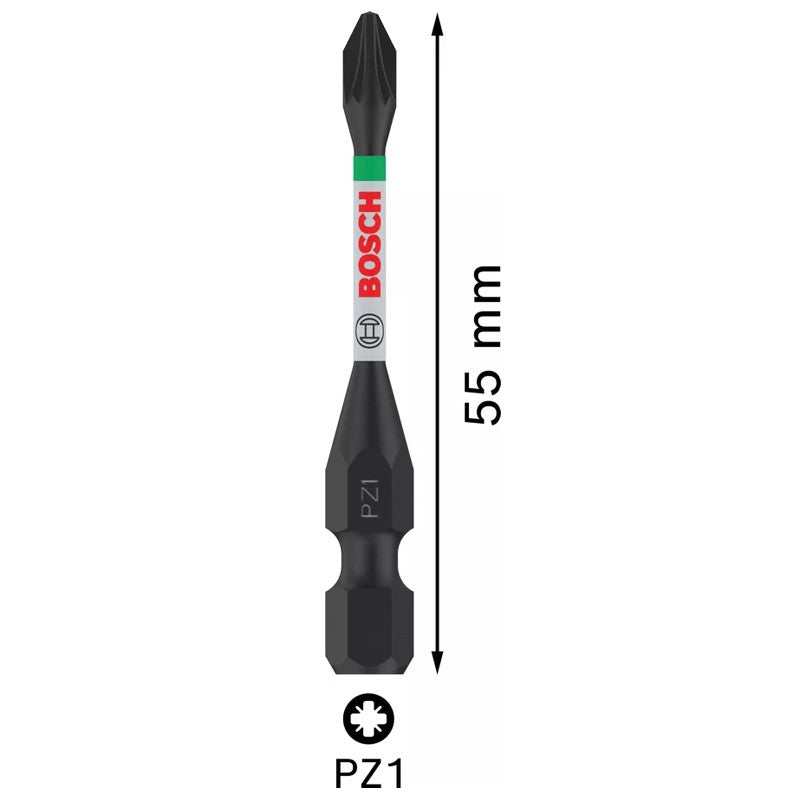 Pontas de chave de fenda de impacto BOSCH PH/PZ 55mm Aço modificado S2 Processo de tratamento térmico Ferramentas de fixação de alta durabilidade