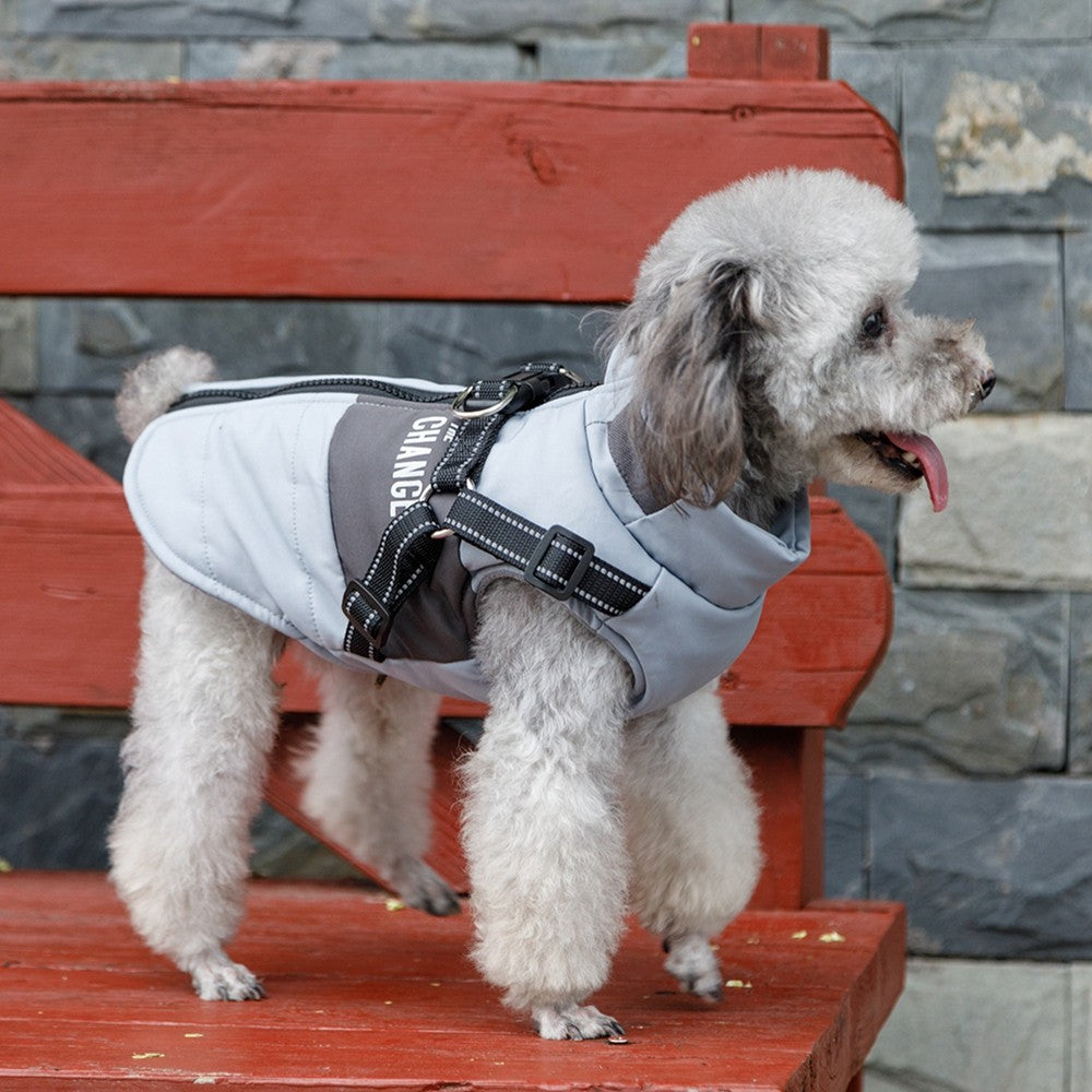 Casaco Quebra-Vento para Cães com Colete e Dois Anéis em D Jaqueta para Cães Casaco com Capuz Quente Roupa Quente para Cães