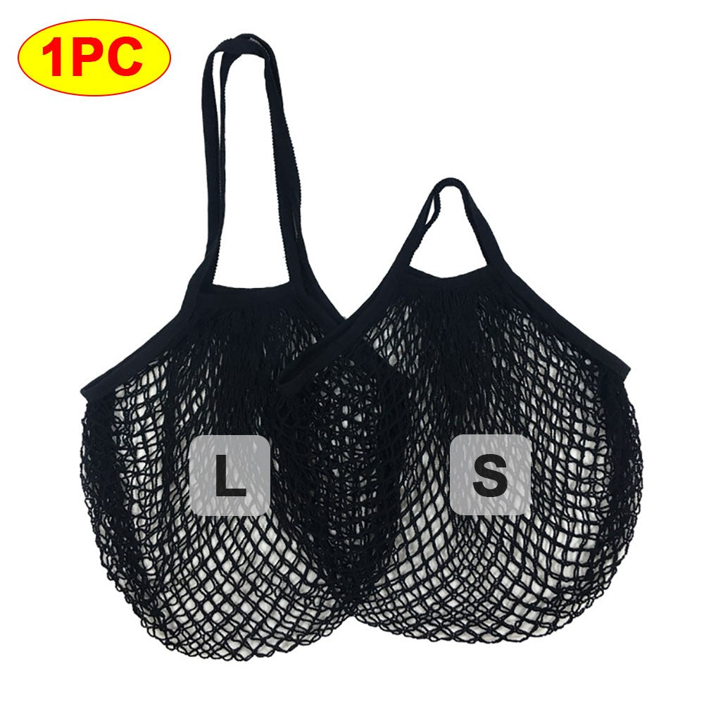 Silicone World 1PC Portable Reusable Grocery Mesh Bag Cotton Shopping Mesh Bags Handheld Shoulder Back Fruit Vegetable Net Bag