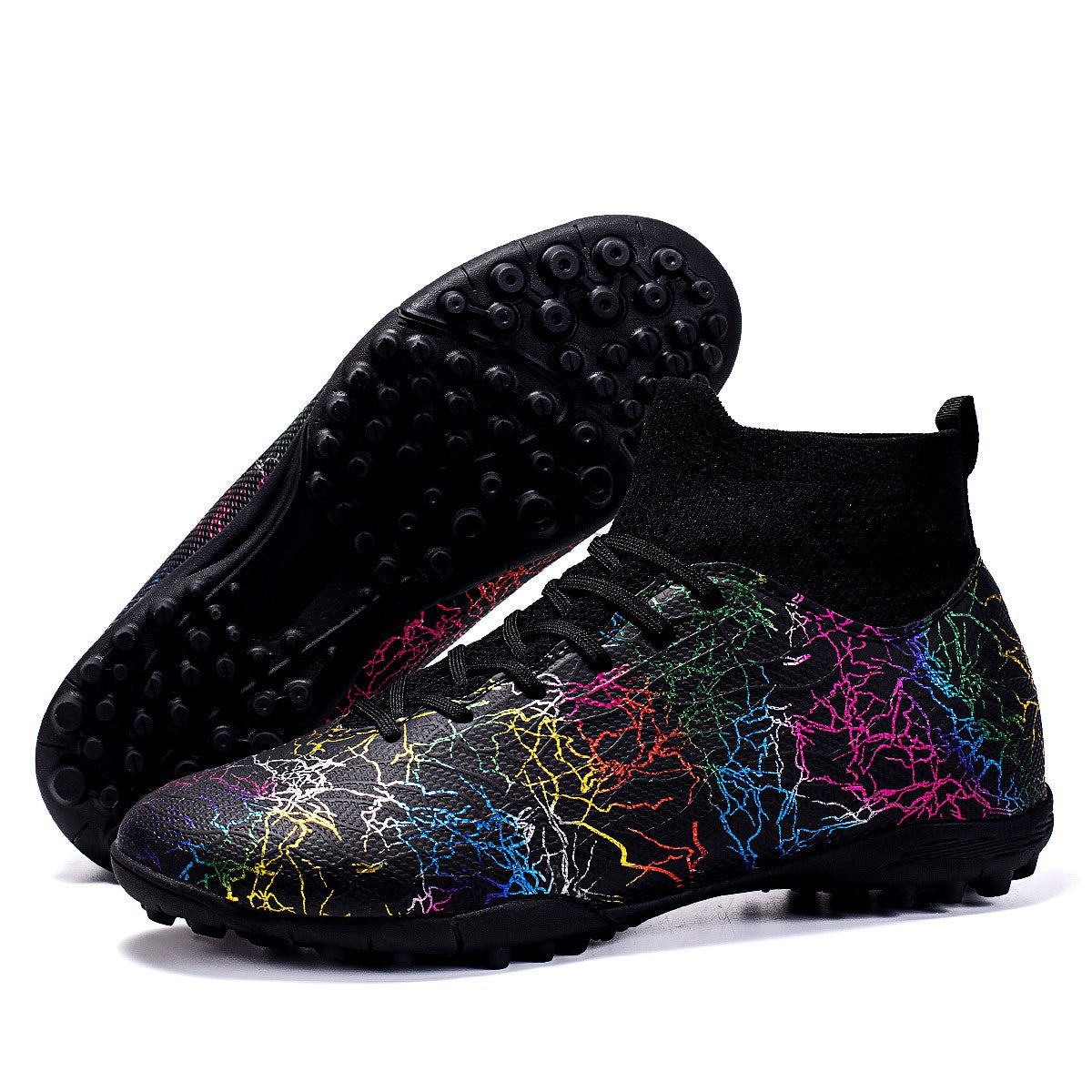 Professional High-Top Soccer Shoes for Men, Tf, Broken Nails (Referring to Cleats), Short Nails (Referring to Studs), Artificial Turf Training, Breathable, Anti-Slip