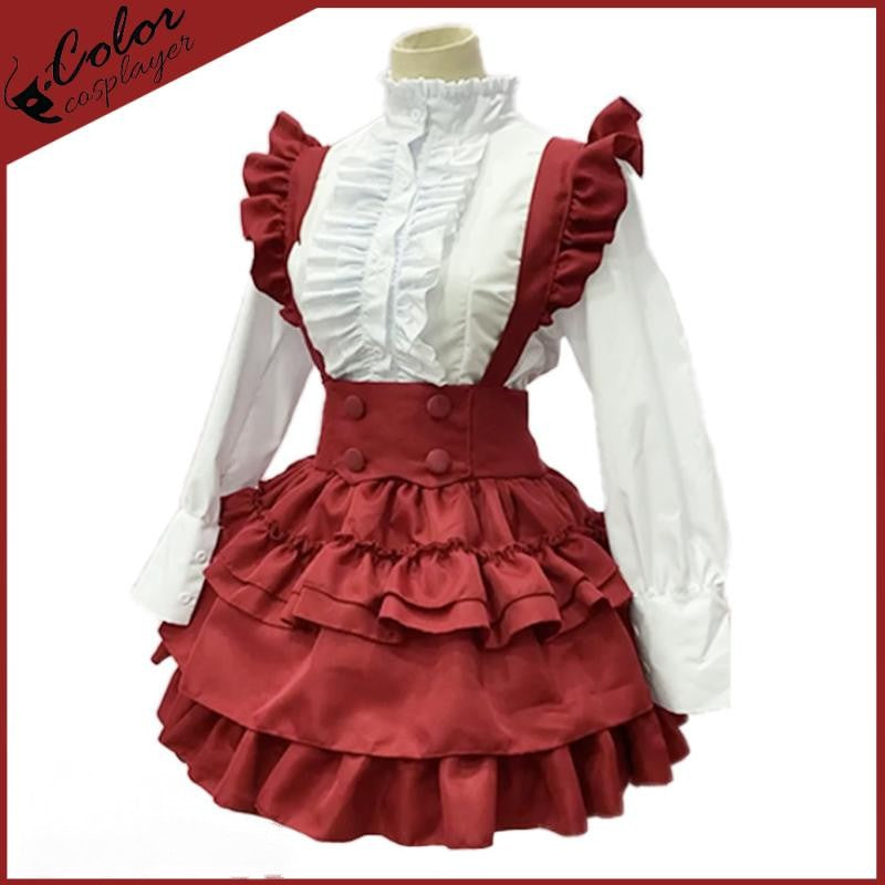 Christmas Lolita Red Overalls Skirt New Year Party Dress Vintage Medieval Dress Drama Performance Outfit Anime Cospaly Costume