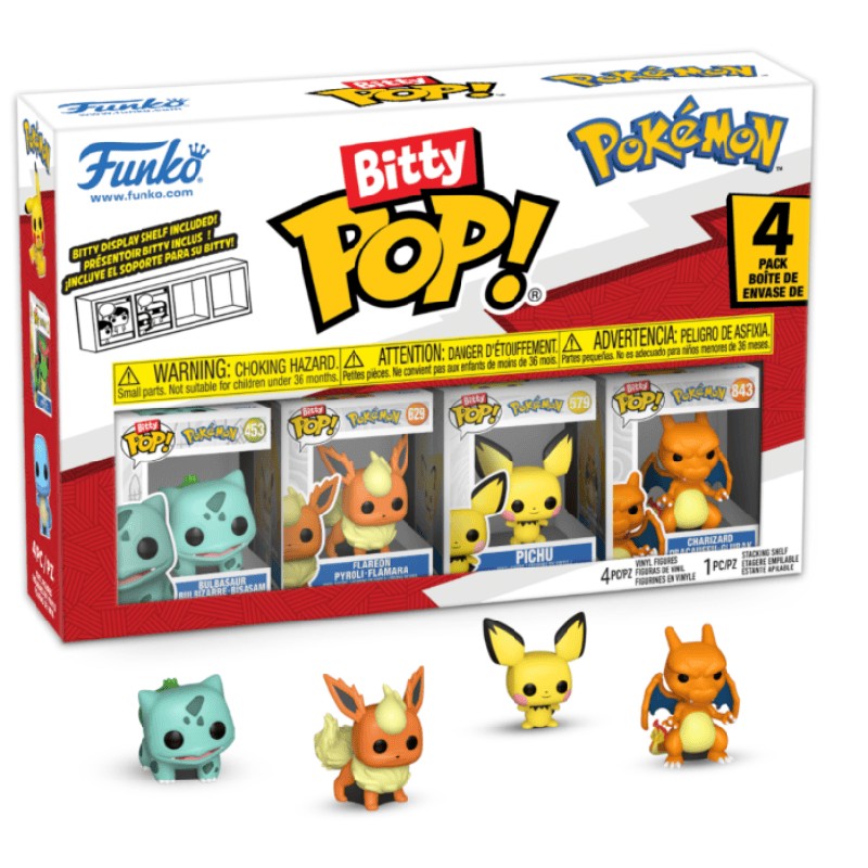 Funko Bitty Pop Pokemon Pikachu Bulbasaur Caixa Surpresa Charmander Pacote com 4 Bonecos Minis Colecionáveis Brinquedo Modelo Presentes de Natal