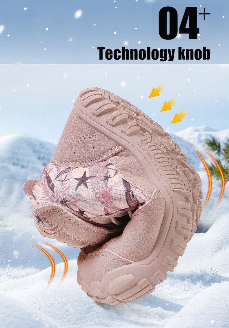 2025 Kids Barefoot Snow Boots Wide Toe Winter Insulated Waterproof Fur Lined Shoes for Boys Girls Cold Weather Outdoor Sneakers