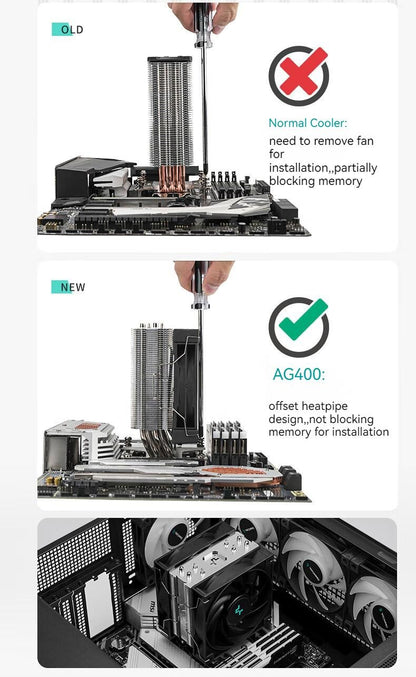 DEEPCOOL AG400 4 Heat pipes Dual Fan CPU Air-Cooling Radiator 2000RPM Desktop Cooling Fan For Intel LGA1700 1200 115X AMD AM4
