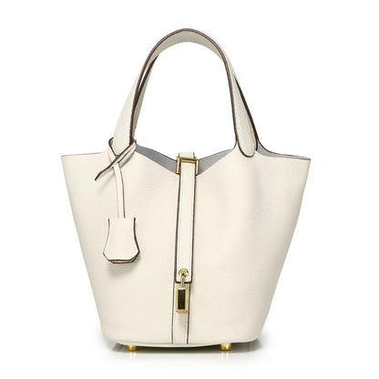 New Leather Luxury Handbag, High-end Soft Leather Bucket Bag, Cowhide Portable Gift Bag, Commuting Versatile Women's Bag