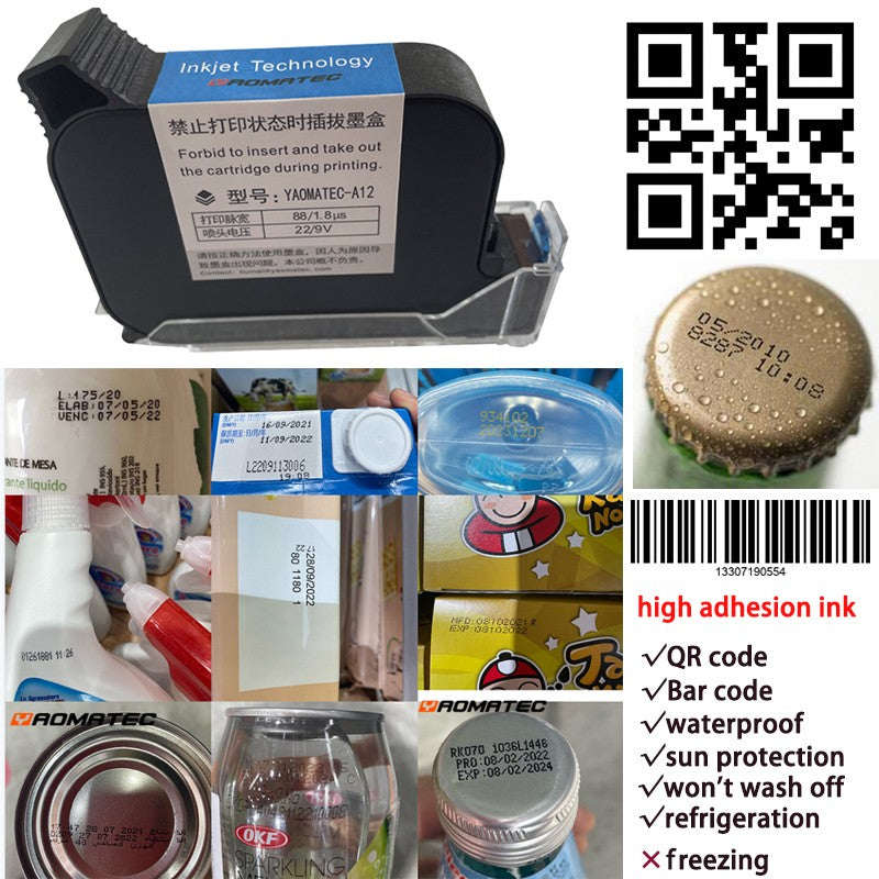 YS300 12,7mm Impressora a Jato de Tinta Térmica Portátil, com Jato Manual, para Códigos de Data, Números, Logos, Data de Vencimento e Etiquetas em Plástico e Papelão, em Inglês