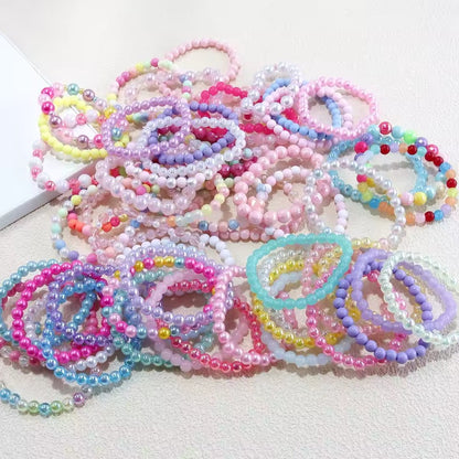 10Pcs Candy Color Beads Bracelet For Kids Girl Birthday Party Favors Baby Shower Guest Jewelry Gift School Prizes Treat Bag