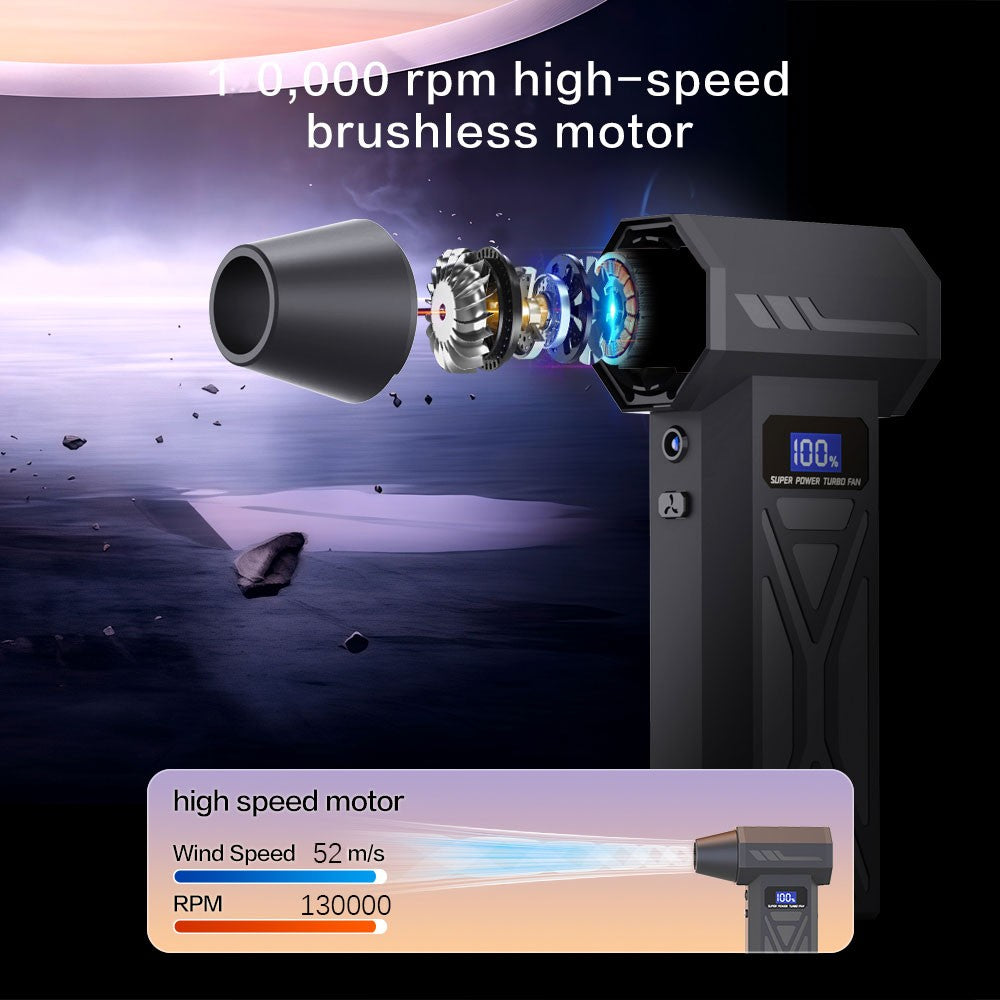 Turbo Fan Wind Pressure Powerful Turbo Air Blower With LED Light Wireless Dust Blower High Speed Jet Blower Vacuum Turbo Jet Fan