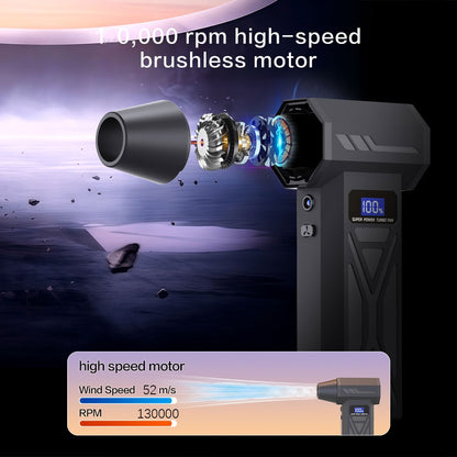 Turbo Fan Wind Pressure Powerful Turbo Air Blower With LED Light Wireless Dust Blower High Speed Jet Blower Vacuum Turbo Jet Fan