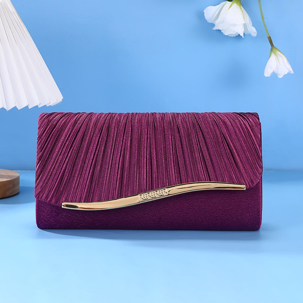 Luxury Pleated Ladies Evening Bag Candy Polyester Clutch Purses for Women Pearl Decorated Wedding Party and Messenger Bag