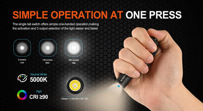 ACEBEAM pokelit AA 14500 Flashlight AA torch 1000 lumen outdoor keychain mini flashlight rechargeable 280 meters flashlight