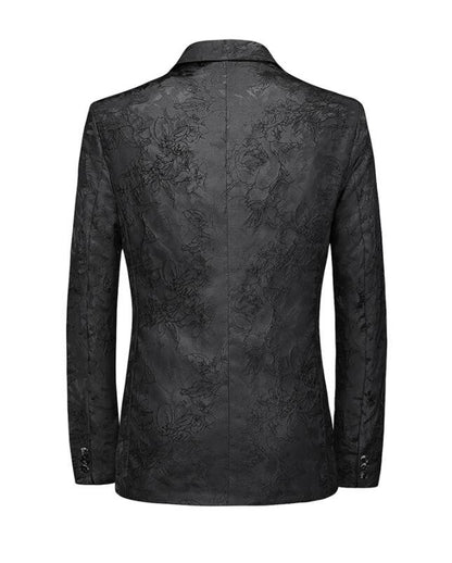 Classic Black Jacquard Suit Male Business Casual Coat Size 6XL-S Fashion Men Wedding Party Tuxedo Dress Blazers Slim Fit Tops