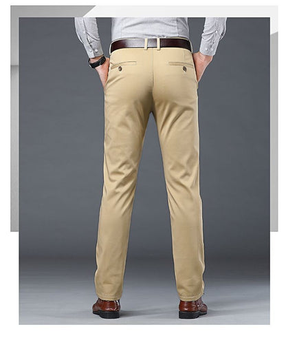 Calças Sociais Masculinas Finas para o Verão, Justas, de Algodão, Estilo Casual de Negócios, Cores Verde, Preto, Cáqui, Calças de Marca Masculinas Tamanhos 30-40
