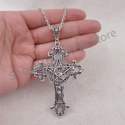 Colar com Pingente de Cruz de Cristal Punk para Mulheres e Homens, Gargantilha Gótica, Joias Estéticas, Bijuteria, Presente para Festa