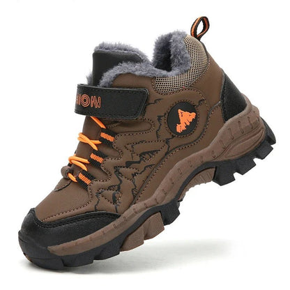 Winter Hiking Shoes Boy Kids Snow Boots Teenagers Children Shoe Walking Climbing Sneakers Leather Waterproof Non-slip Sport Warm