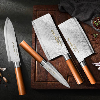 4-Piece Ultra-Sharp Japanese Chef Knife Set-Professional Kitchen Knives for Meat,Bones, and Fruit.Perfect for Commercial kitchen