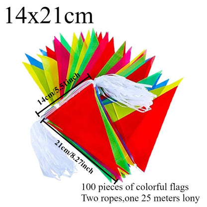 50-1000mm Colorful Pennants Banner Flag Triangle Flag Bunting for Outdoor Opening Festival Celebration, Wedding Rope Party