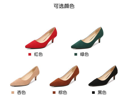 European American Fashionable Pointed High Heels Women With Rhinestone Bows Shallow Mouth Mid-Heeled Single Shoes Silk Satin