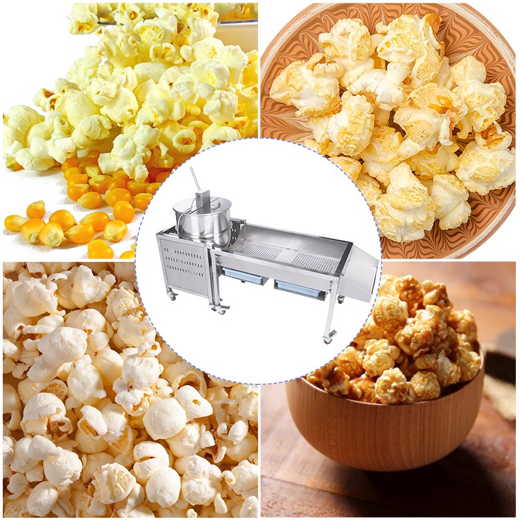 Commercial Fully Automatic Popcorn Maker Popcorn Making Machine Gas Heating Manual Electric Stirring Industrial Pop Corn Machine