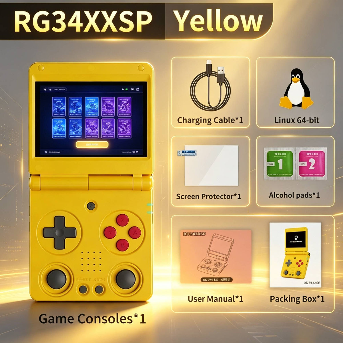 RG34XXSP ANBERNIC Flip Retro Handheld Game Console 3.4 Inch  Screen H700 Pocket Game Player Support PSP PS1 GBA NDS Arcade