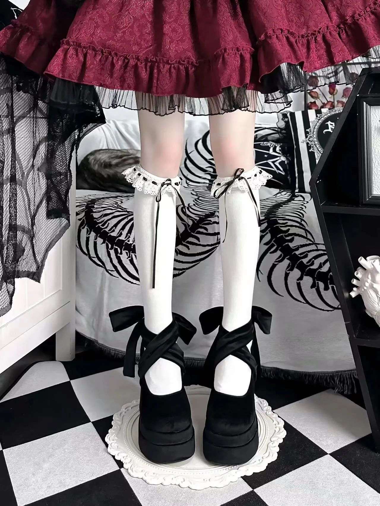 Luxury Shoes Fashion Designer Platform Women Mary Jane Shoes Cross Strap Thick Heel Shoes Ladies College Style Dress Pumps Shoe