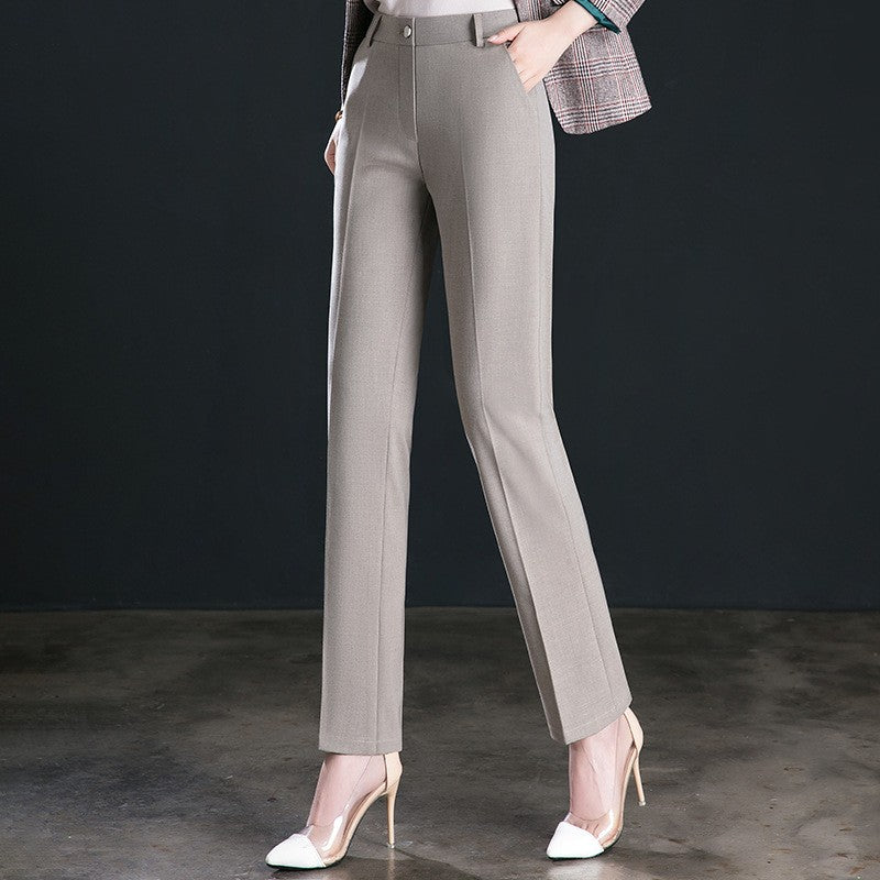 New Autumn Fashion Trousers Women's High Waisted Straight Suit Pants Loose Dress Pants Black Beige Grey Slacks Women Pantalones