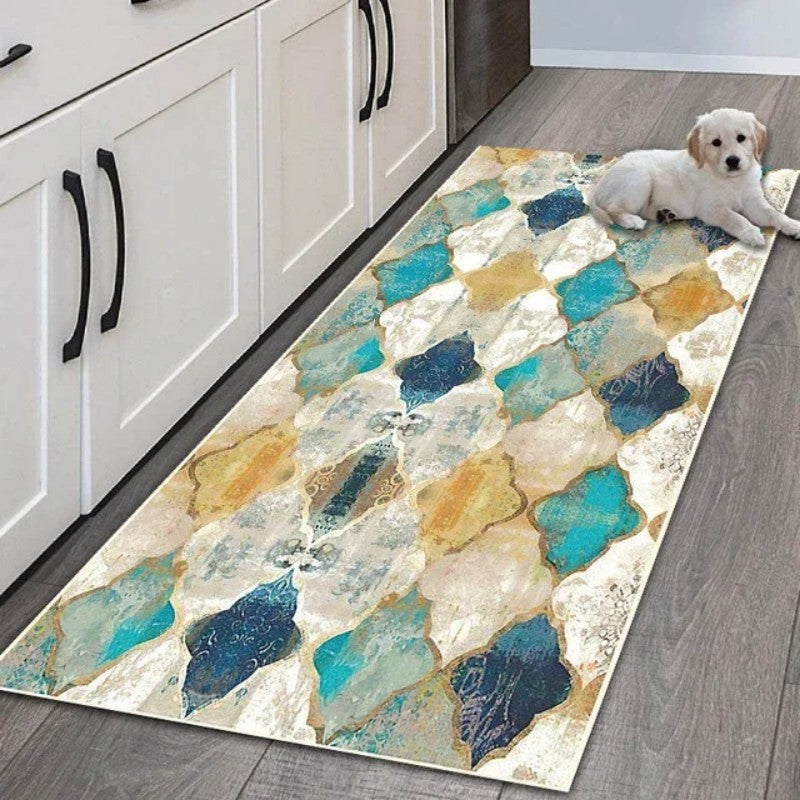 VIKAMA Simple Geometric Wind Kitchen Floor Mat Living Room Floor Carpet Entrance Door Mat Corridor Door Non-slip Foot Mat
