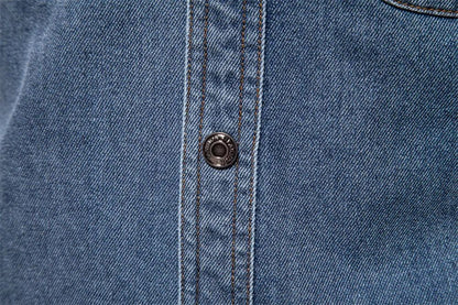 New Autumn 100% Cotton Men's Denim Shirts Solid Color Long Sleeve Cowboy Jean T-Shirt Coat Fashion Casual Fit Shirts for Men