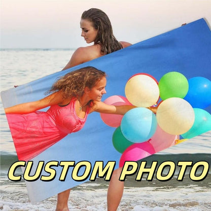 Custom Photo Beach Towel Soft Microfiber Lightweight Polyester Towel Anti-Sand For Family Friends Party Quick-Drying Bath Towel