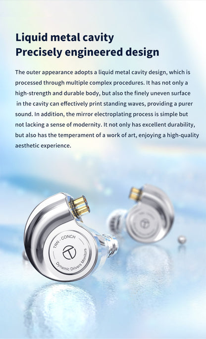 TRN CONCH In-Ear Earphones 10mm Dual Magnetic Circuit DLC Dynamic Driver Headphones Sports Earbuds Monitor IEMS with 3.5/2.5/4.4