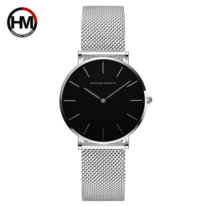Hannah Martin Women Watch Japan Quartz Movement Simple Waterproof Rose Gold Stainless Steel Mesh Ladies watch relogio feminino