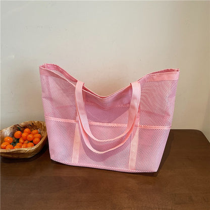 Multipocket Summer Large Beach Bag For Towels Mesh Durable Beach Bag For Toys Waterproof Underwear Pocket Beach Tote Bag