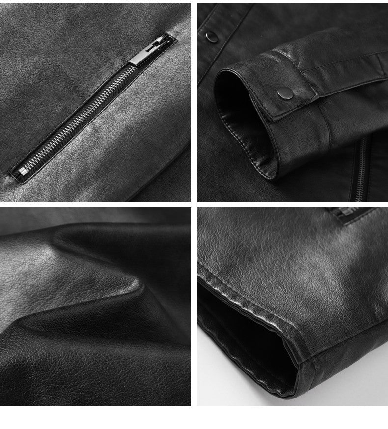 Men New Leather Jacket Men's Retro Black Classic Turn Collar Leather Jackets Trendy Cool Jacket Motorcycle Faux Leather Jacket