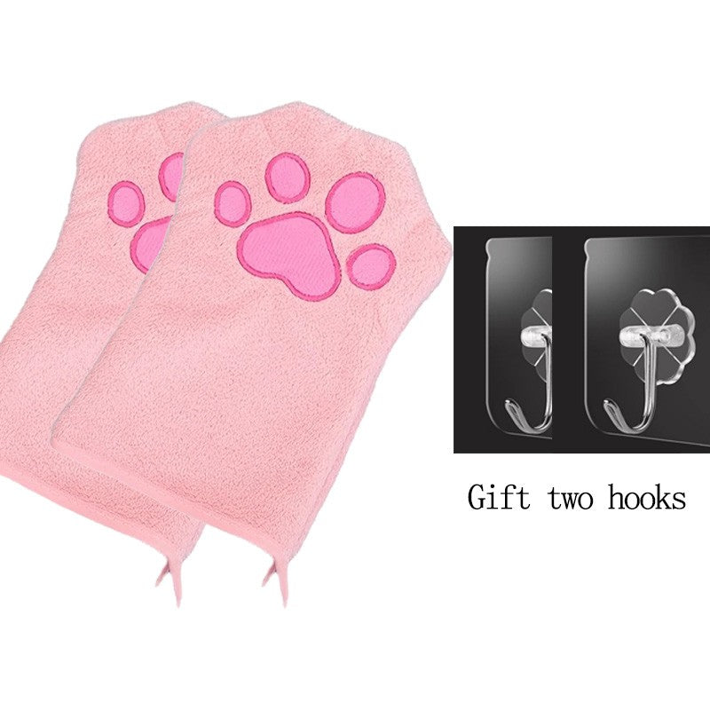 Luvas de Banho de Secagem Rápida para Cães Luvas de Higiene para Pets Multicores Macias com Estampa de Patinha para Cães e Gatos, Essenciais para Banho e Secagem