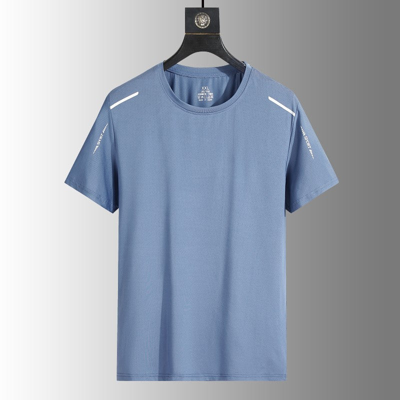 Running T-shirt Reflective Short Sleeve Ice Silk Quick Drying Summer Thin Breathable Fitness Tees Shirt Sportswear Sportsshirt