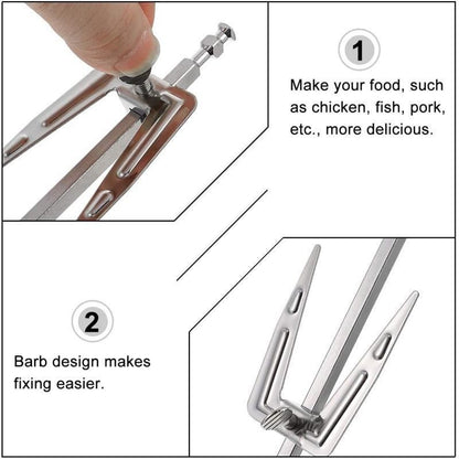 Stainless Steel Air Fryer Fork Roast Chicken Skewer Fish Meat Grilled Rack Rotation Roaster Forks BBQ Tools Oven Accessories