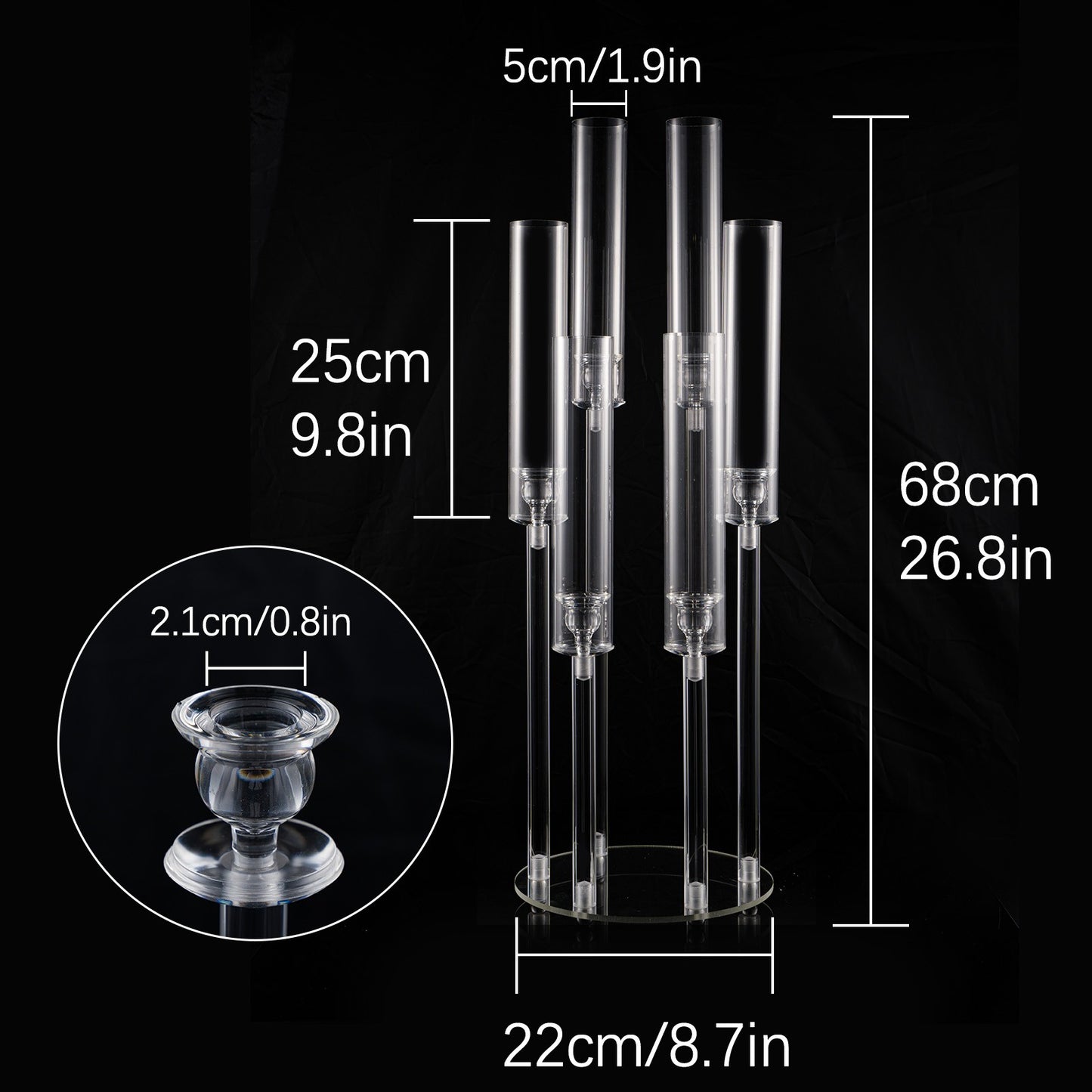 10 Pcs Clear 6-Arm Candelabra Taper Candle Holder Wedding Party Dining Table Banquet Christmas Event Decoration