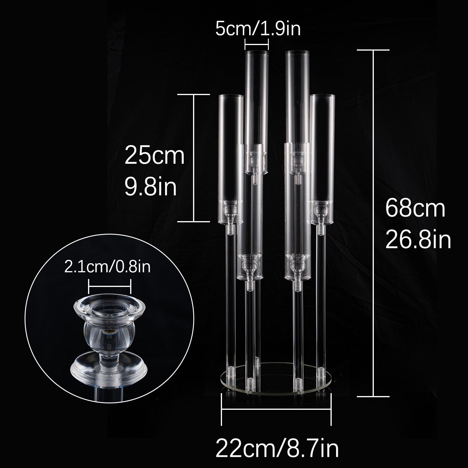 10 Pcs Clear 6-Arm Candelabra Taper Candle Holder Wedding Party Dining Table Banquet Christmas Event Decoration