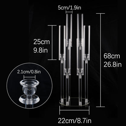 10 Pcs Clear 6-Arm Candelabra Taper Candle Holder Wedding Party Dining Table Banquet Christmas Event Decoration