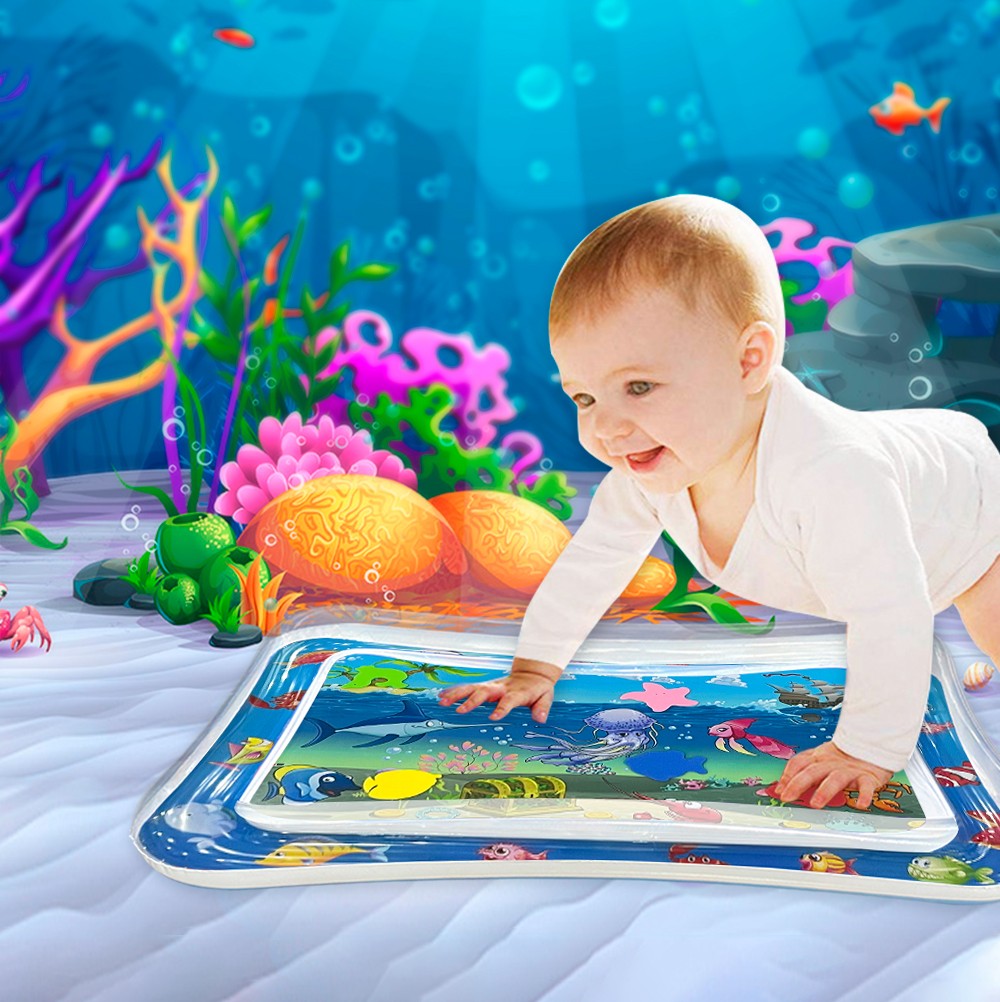 Squid Ocean Theme Inflatable Water Mat for Babies - Thick PVC Sensory Play Mat, Educational Baby Toy, Perfect Birthday Gift