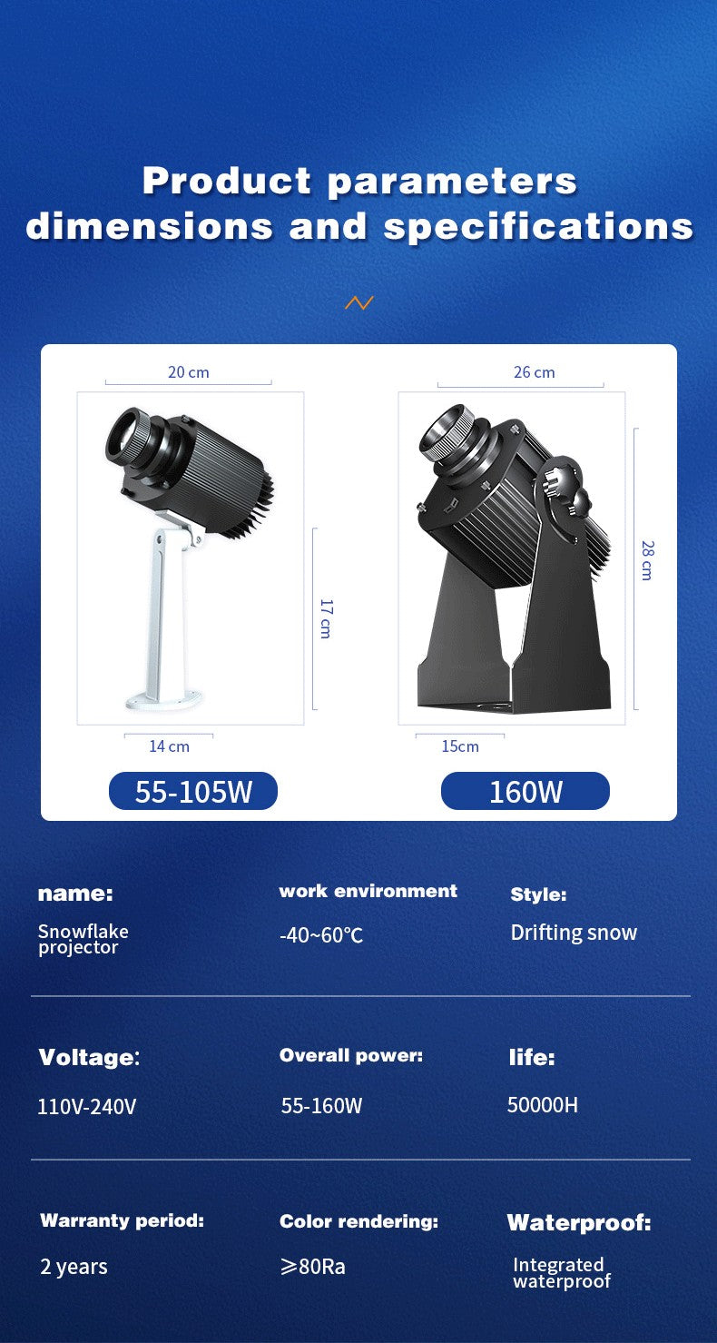 High - Quality Snowflake Falling Projection Lamp for Holiday Decoration Create a Magical Snowy Scene
