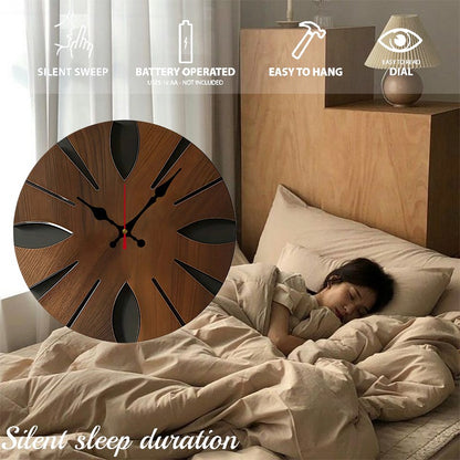 Irregular Shape Wooden Round Silent Hanging Wall Clock, Suitable For Living Room, Office, Study Room, Bedroom, Home Decoration