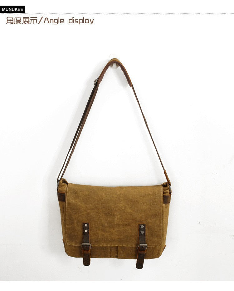 New Fashion Thick Wax Canvas Men Shoulder bag Messenger bag Men Crossbody Bag Vintage male Leisure Sling bag Casual Boy