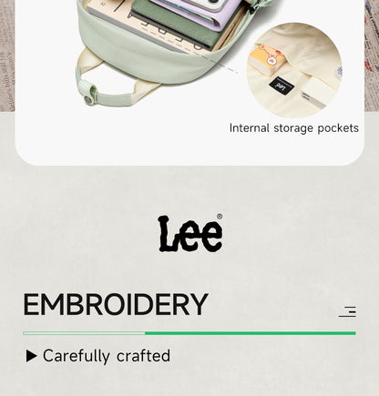 Mochila Feminina LEE Leve Casual para Viagem, Simples, Impermeável, para Deslocamento, Mochila para Notebook, Bolsa Escolar para Estudante Universitária