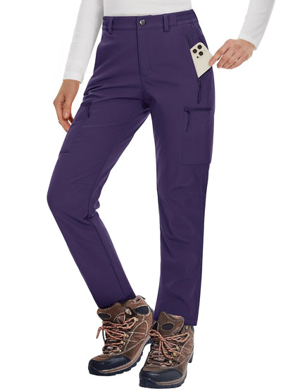 MAGCOMSEN Women's Softshell Pants Fleece Lined Winter Hiking  Ladies Pants Snow Ski Trousers Waterproof Ripstop Warm Cargo Pants