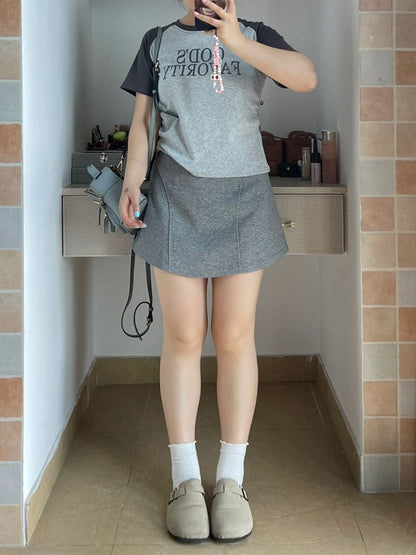 High Waist Grey Sports Mini Skirt for Women Summer New Style Slimming Short A- Line Casual Sweatshirt Skirt Trendy Biker Style