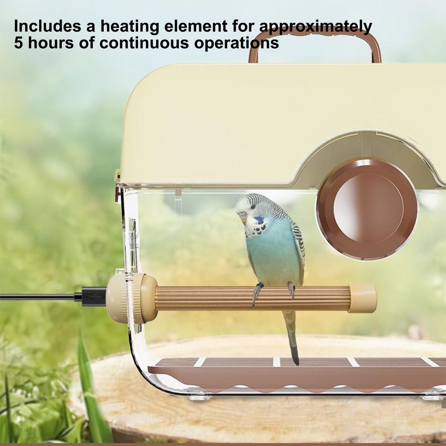 Poleiro de Pássaros Aquecido com Termostato Automático, Suporte Aquecedor Seguro com Design Anti-Mordida para Periquitos, Conures, Papagaios, Suprimentos para a Noite e Inverno