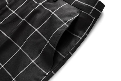 Fashion Male Business Social Suit Pants Black / Blue / Burgundy Men Wedding Plaid Dress Trousers