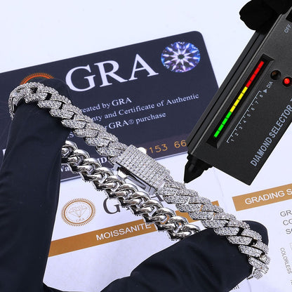 ICEBLING VVS Moissanite Cuban Bracelet 8mm 925 Silver for Men Women Iced VVS Cuban Chain with GRA Certificate